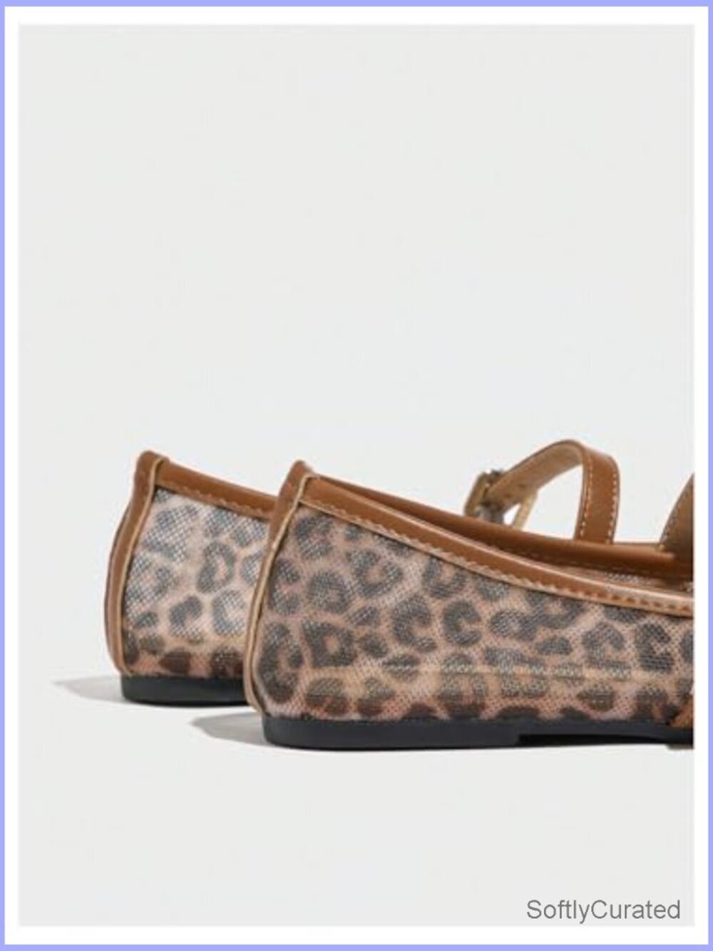 Leopard Print Mary Jane Ballet Flats Square Toe Buckle Closure Comfortable - Picture 5 of 5